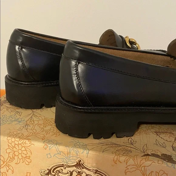 G.H. Bass & Co. Black Loafers with Gold Accents - Picture 6 of 8